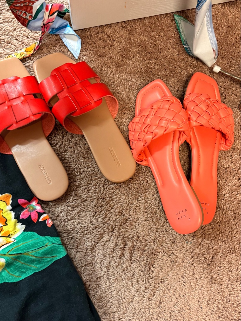 No Boundaries Coral Braided Slide Sandals
